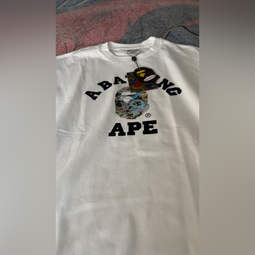 Bape White Tee with Bold Graphic
